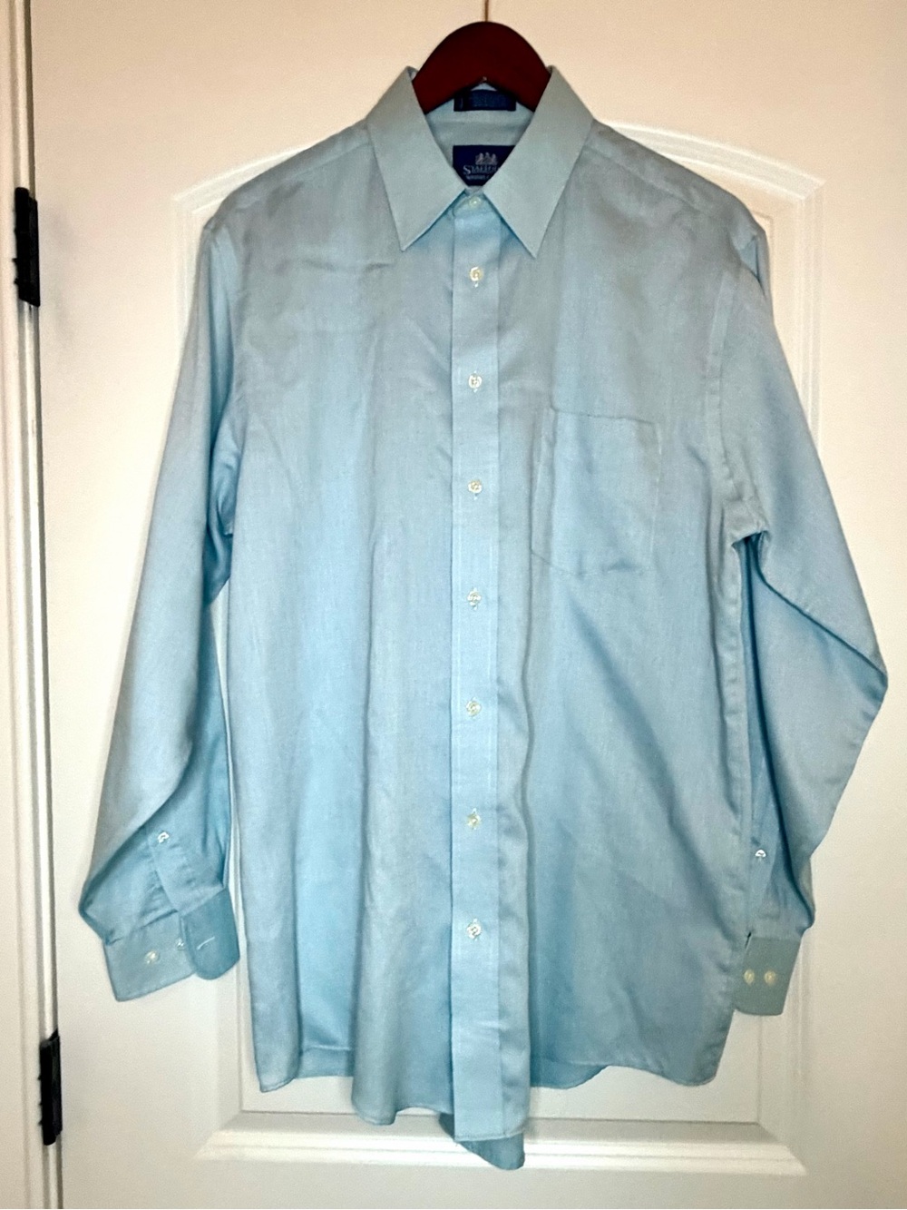 Stafford Wrinkle Free Light Blue Men's Dress Shirt Button-Up Mens 16 Neck 34/35